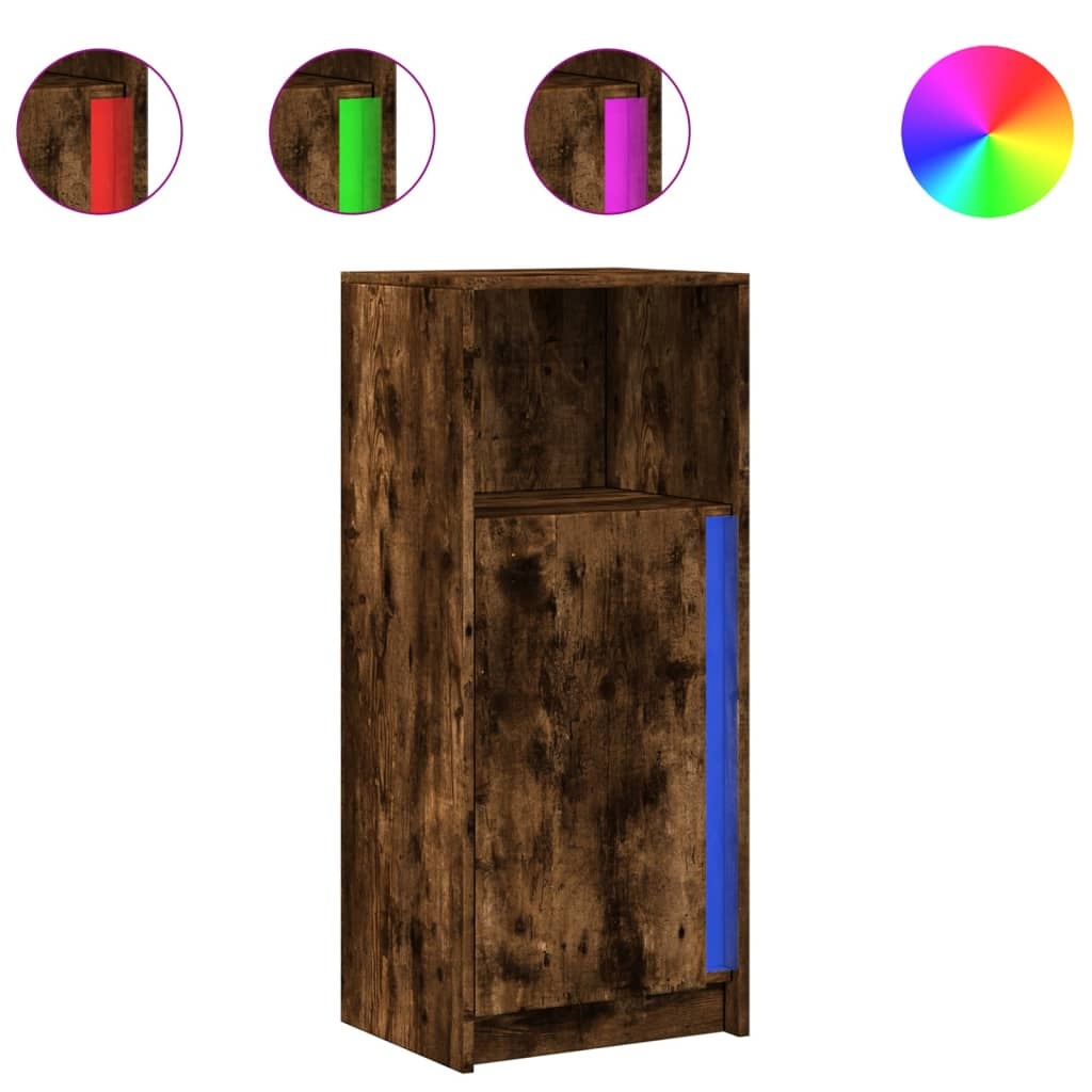 VidaXL Dressoir met LED 42,5x34x100 cm bewerkt hout gerookt eikenkleur