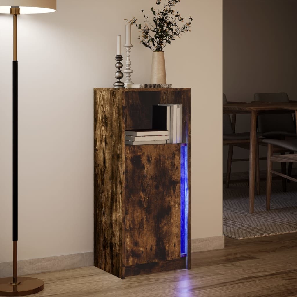 VidaXL Dressoir met LED 42,5x34x100 cm bewerkt hout gerookt eikenkleur