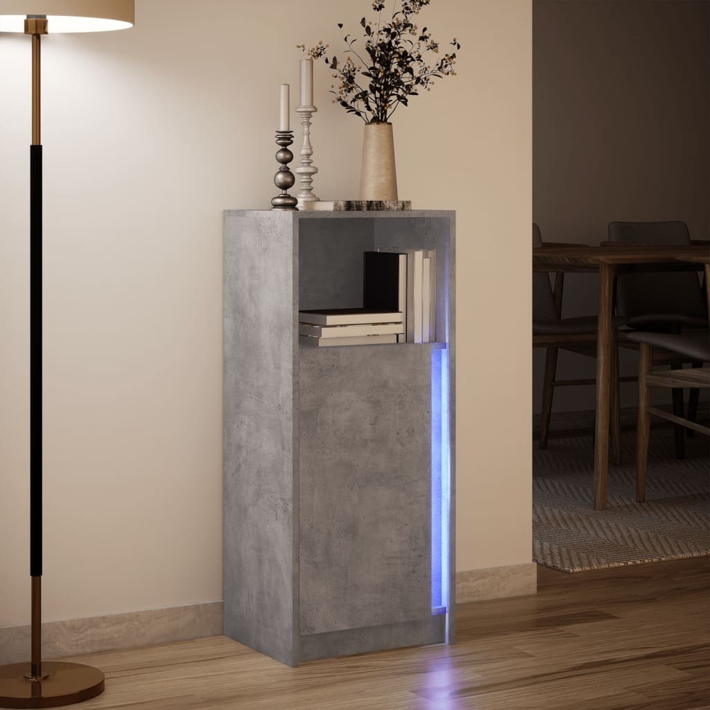 VidaXL Dressoir met LED 42,5x34x100 cm bewerkt hout betongrijs