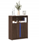 VidaXL Dressoir met LED 77x34x100 cm bewerkt hout bruin eikenkleur