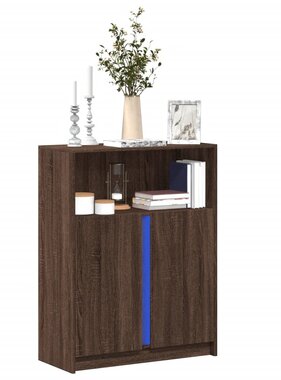 VidaXL Dressoir met LED 77x34x100 cm bewerkt hout bruin eikenkleur