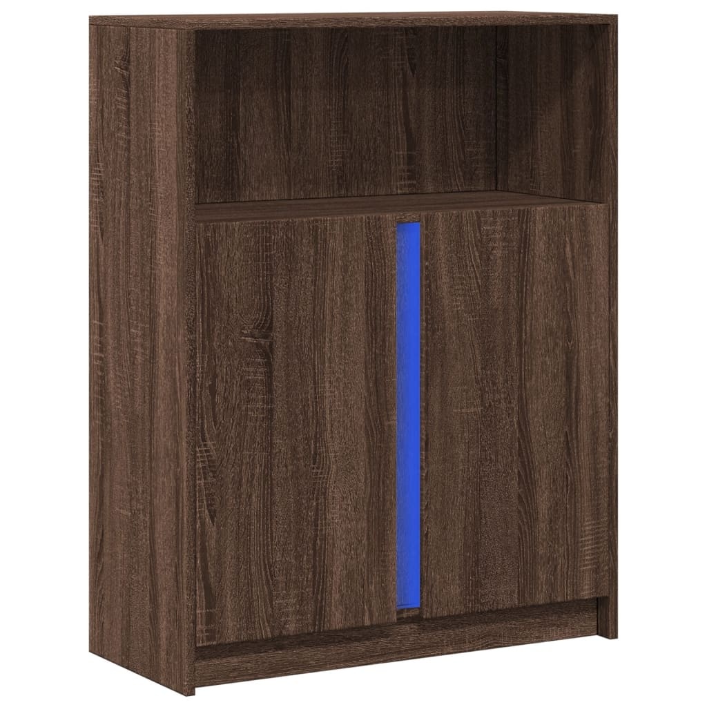 VidaXL Dressoir met LED 77x34x100 cm bewerkt hout bruin eikenkleur