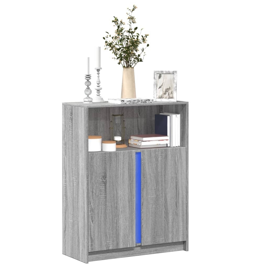 VidaXL Dressoir met LED 77x34x100 cm bewerkt hout grijs sonoma eiken