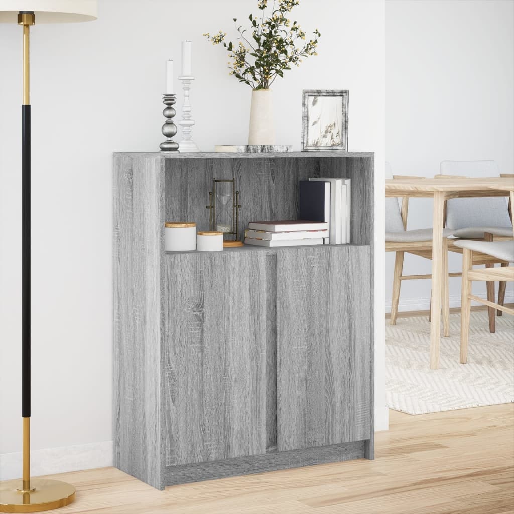 VidaXL Dressoir met LED 77x34x100 cm bewerkt hout grijs sonoma eiken
