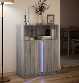 VidaXL Dressoir met LED 77x34x100 cm bewerkt hout grijs sonoma eiken