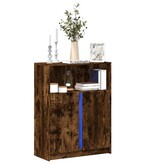 VidaXL Dressoir met LED 77x34x100 cm bewerkt hout gerookt eikenkleurig