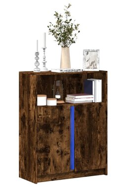 VidaXL Dressoir met LED 77x34x100 cm bewerkt hout gerookt eikenkleurig