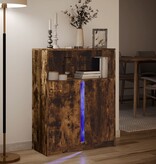 VidaXL Dressoir met LED 77x34x100 cm bewerkt hout gerookt eikenkleurig