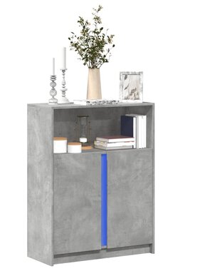 VidaXL Dressoir met LED 77x34x100 cm bewerkt hout betongrijs