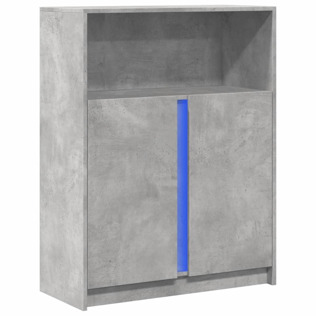 VidaXL Dressoir met LED 77x34x100 cm bewerkt hout betongrijs