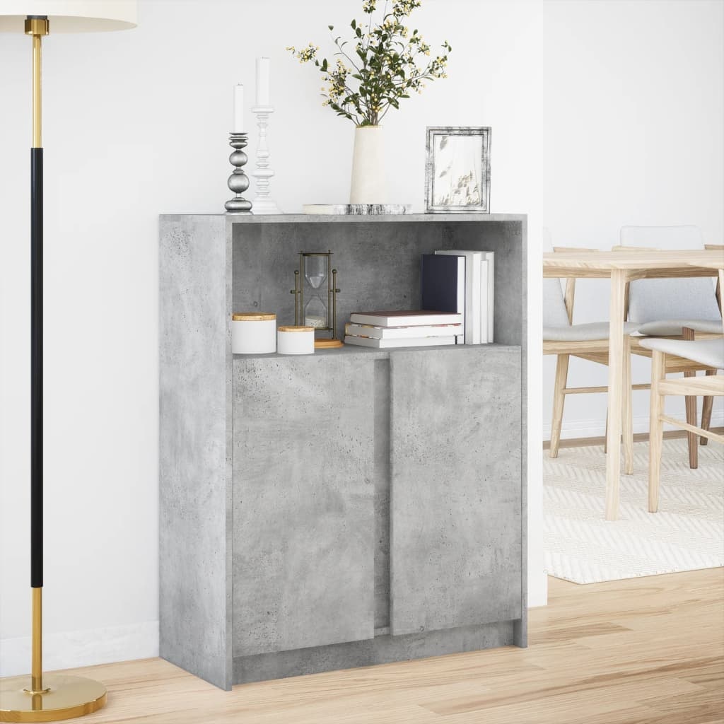 VidaXL Dressoir met LED 77x34x100 cm bewerkt hout betongrijs