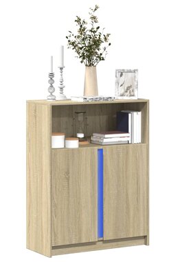 VidaXL Dressoir met LED 77x34x100 cm bewerkt hout sonoma eikenkleurig