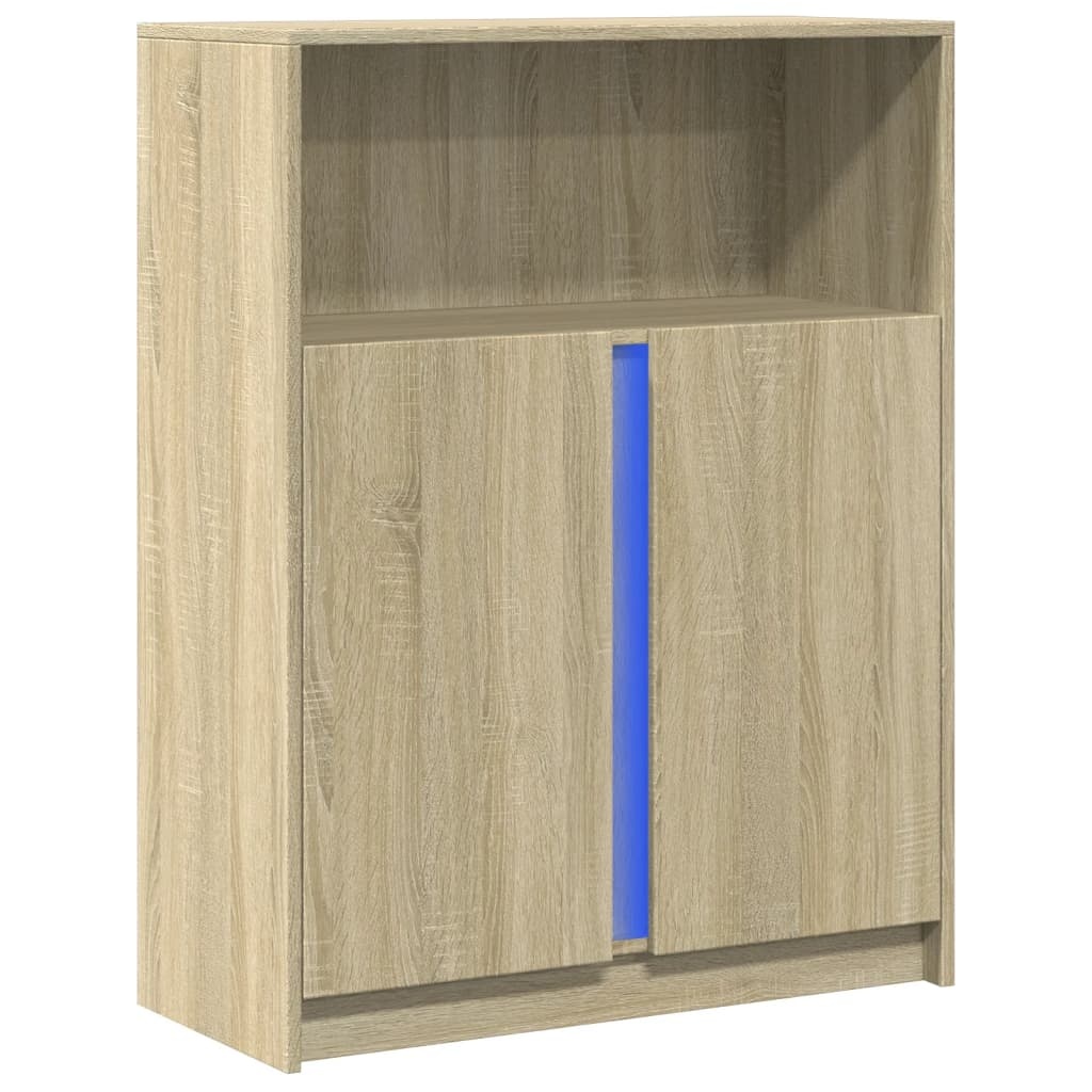 VidaXL Dressoir met LED 77x34x100 cm bewerkt hout sonoma eikenkleurig