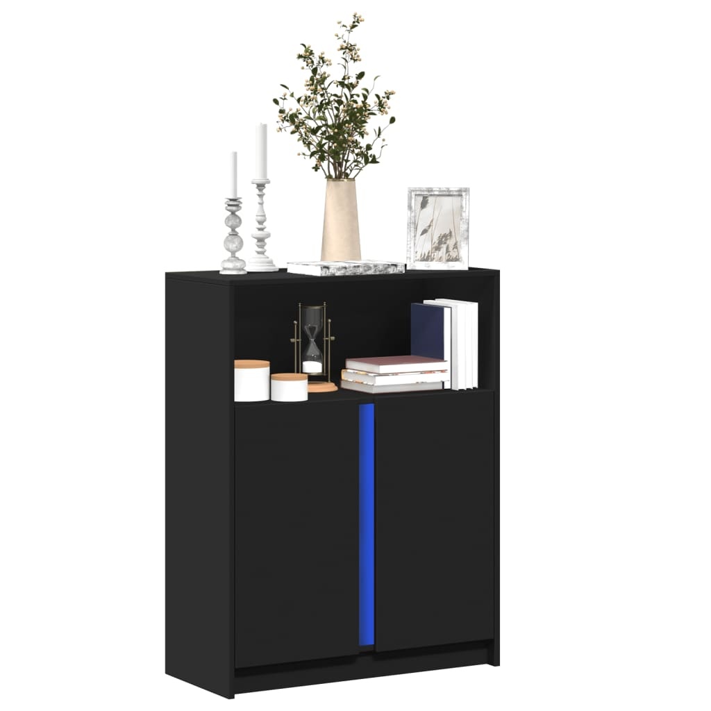 VidaXL Dressoir met LED 77x34x100 cm bewerkt hout zwart