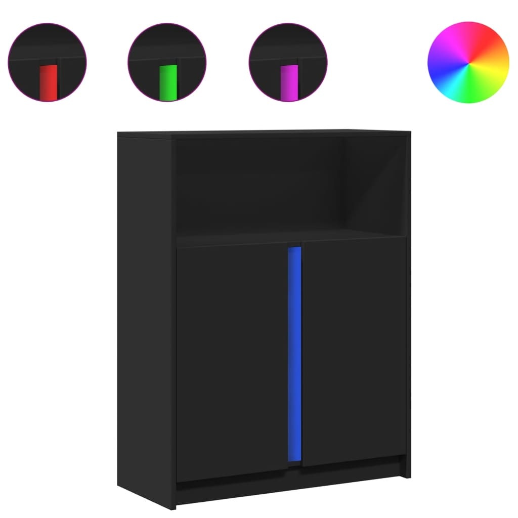 VidaXL Dressoir met LED 77x34x100 cm bewerkt hout zwart