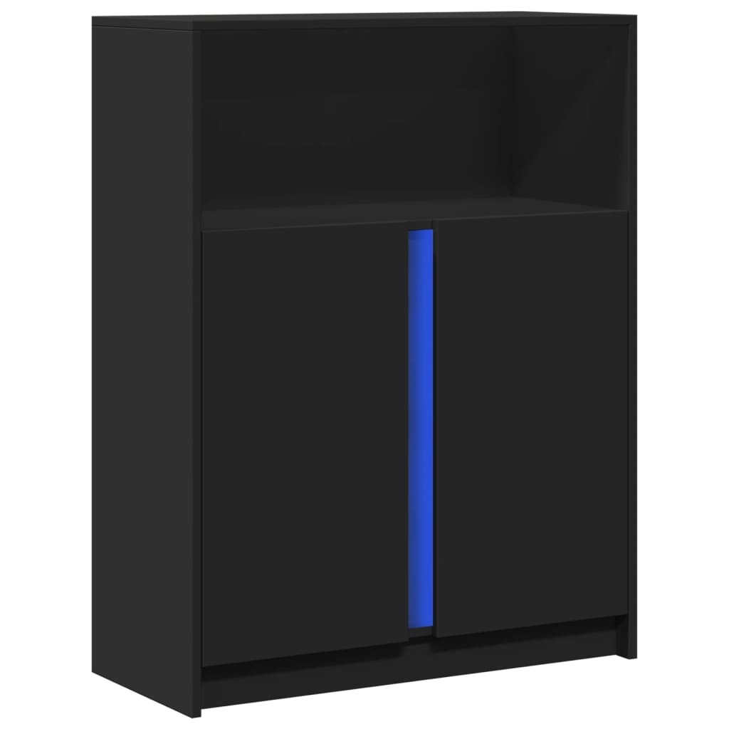 VidaXL Dressoir met LED 77x34x100 cm bewerkt hout zwart