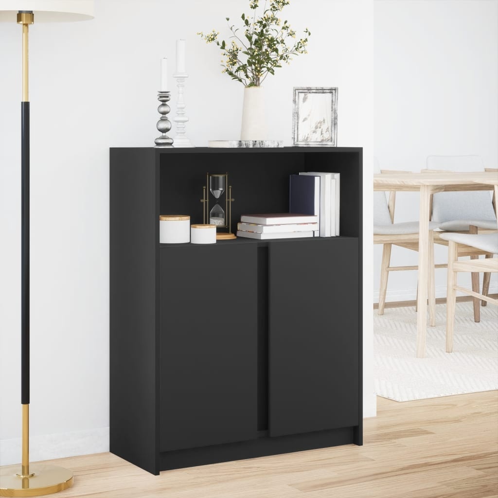 VidaXL Dressoir met LED 77x34x100 cm bewerkt hout zwart