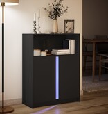 VidaXL Dressoir met LED 77x34x100 cm bewerkt hout zwart