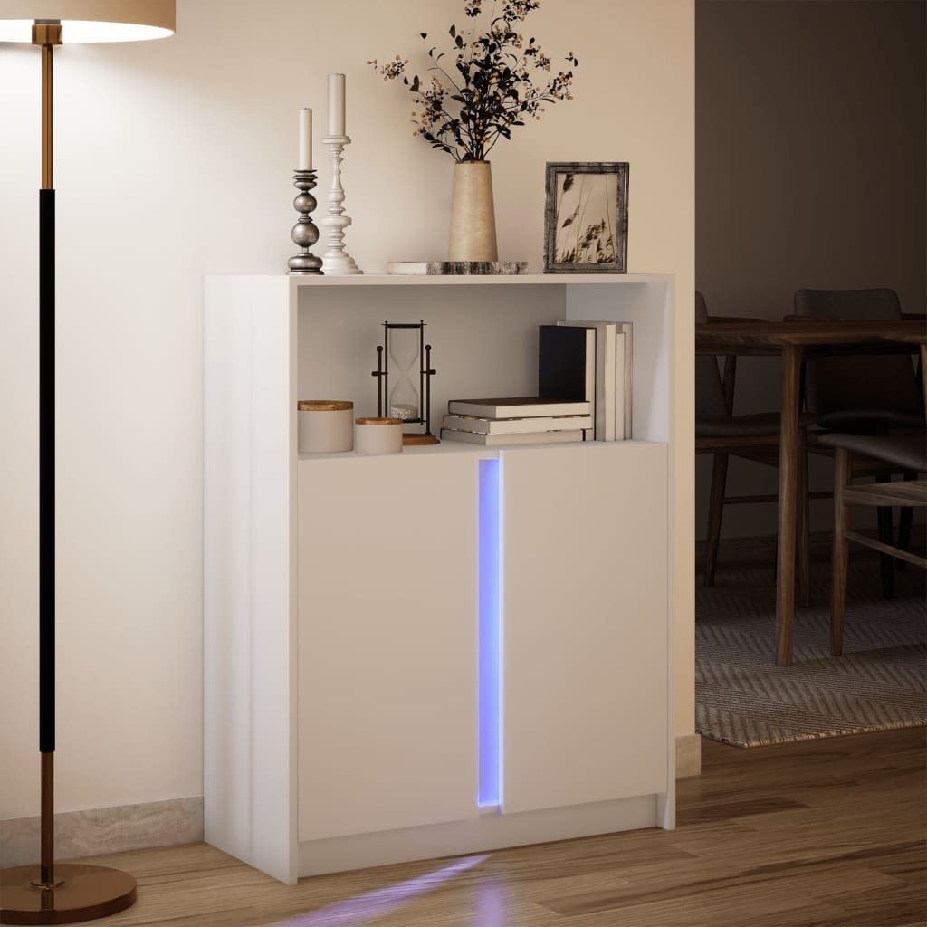 VidaXL Dressoir met LED 77x34x100 cm bewerkt hout wit