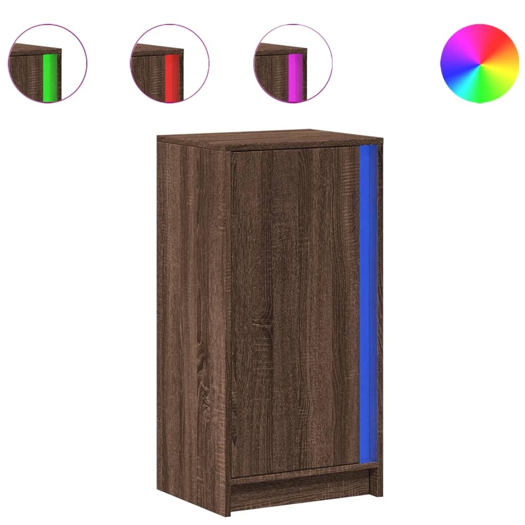 VidaXL Dressoir met LED 42,5x34x85 cm bewerkt hout bruin eikenkleur