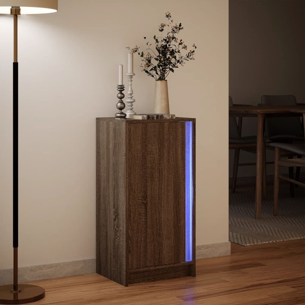 VidaXL Dressoir met LED 42,5x34x85 cm bewerkt hout bruin eikenkleur