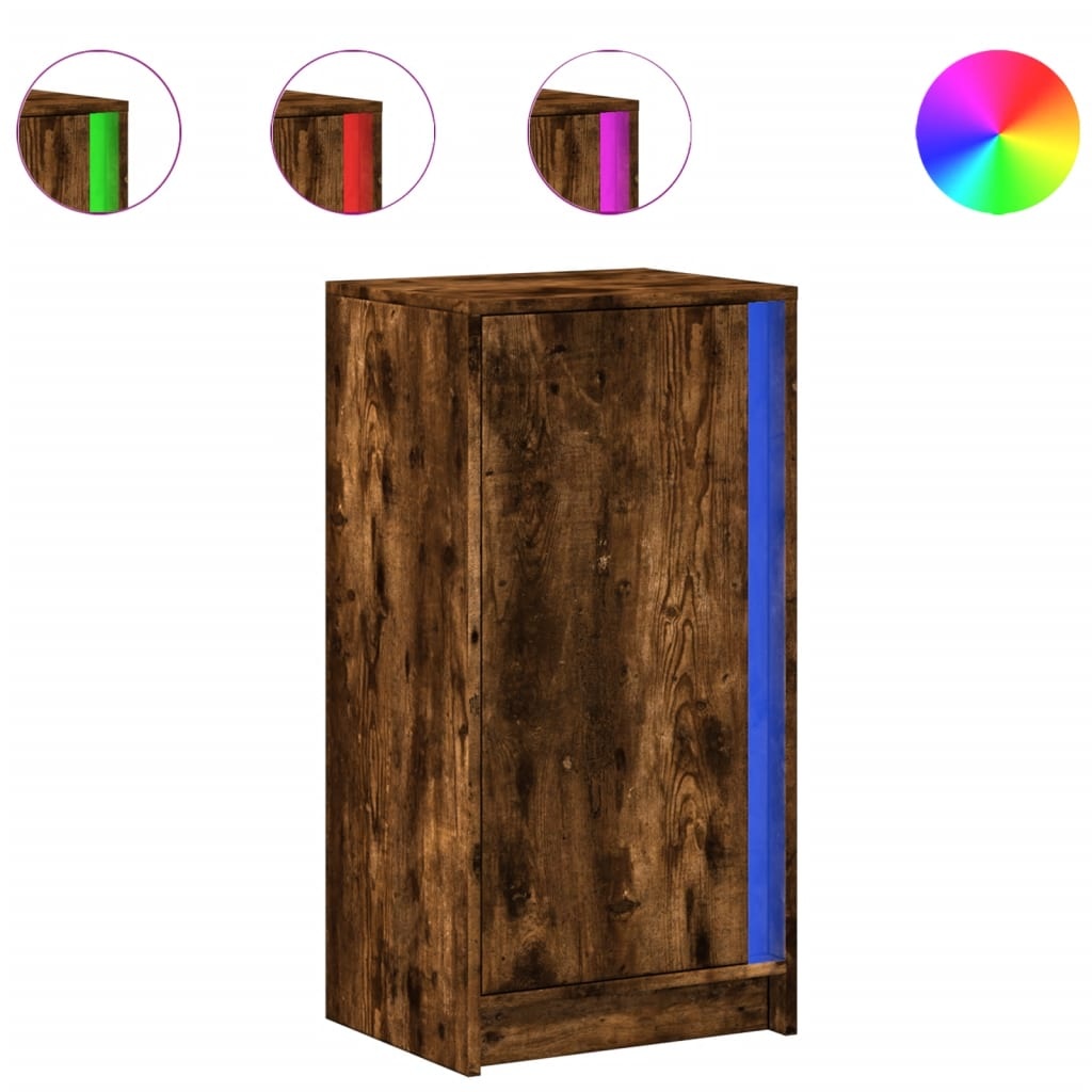 VidaXL Dressoir met LED 42,5x34x85 cm bewerkt hout gerookt eikenkleur