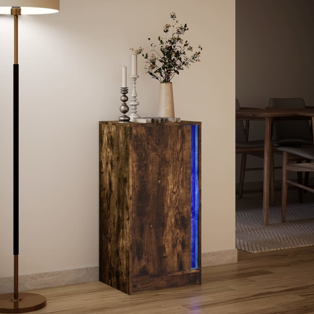 VidaXL Dressoir met LED 42,5x34x85 cm bewerkt hout gerookt eikenkleur