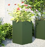 VidaXL Plantenbakken 2 st zeshoek 46x40x45 cm staal olijfgroen
