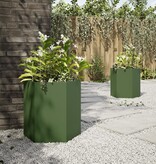 VidaXL Plantenbakken 2 st zeshoek 46x40x45 cm staal olijfgroen