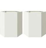 VidaXL Plantenbakken 2 st zeshoek 46x40x45 cm staal wit