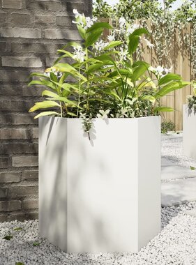 VidaXL Plantenbak zeshoek 46x40x45 cm staal wit