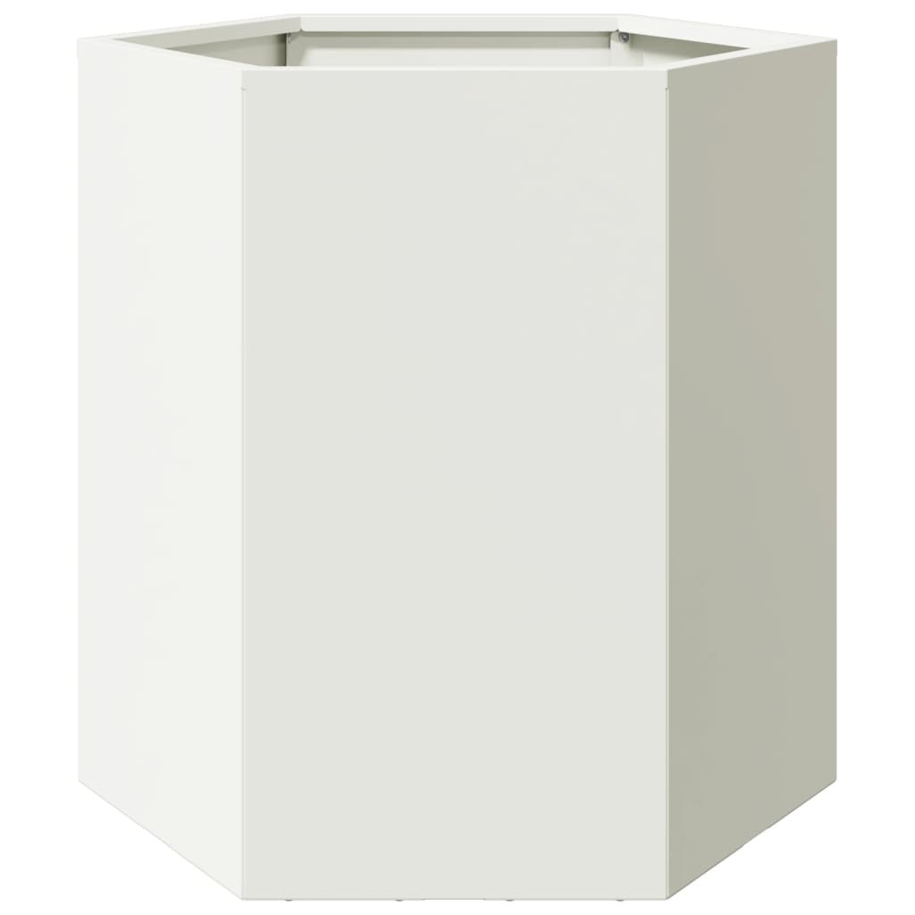 VidaXL Plantenbak zeshoek 46x40x45 cm staal wit