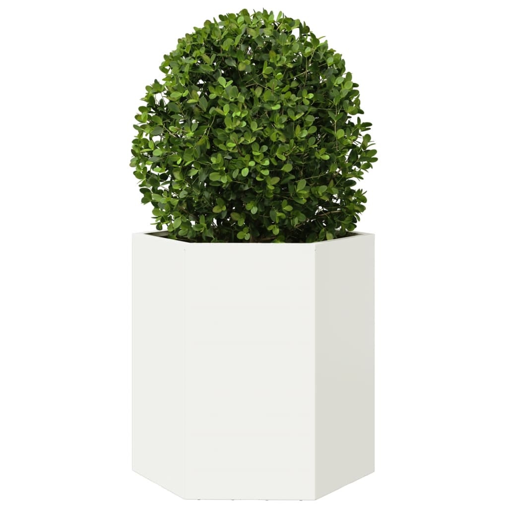 VidaXL Plantenbak zeshoek 46x40x45 cm staal wit