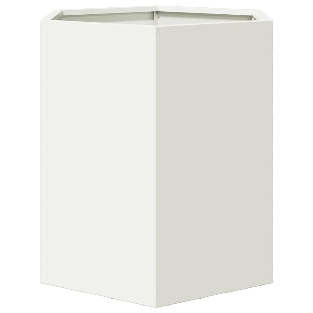 VidaXL Plantenbak zeshoek 46x40x45 cm staal wit