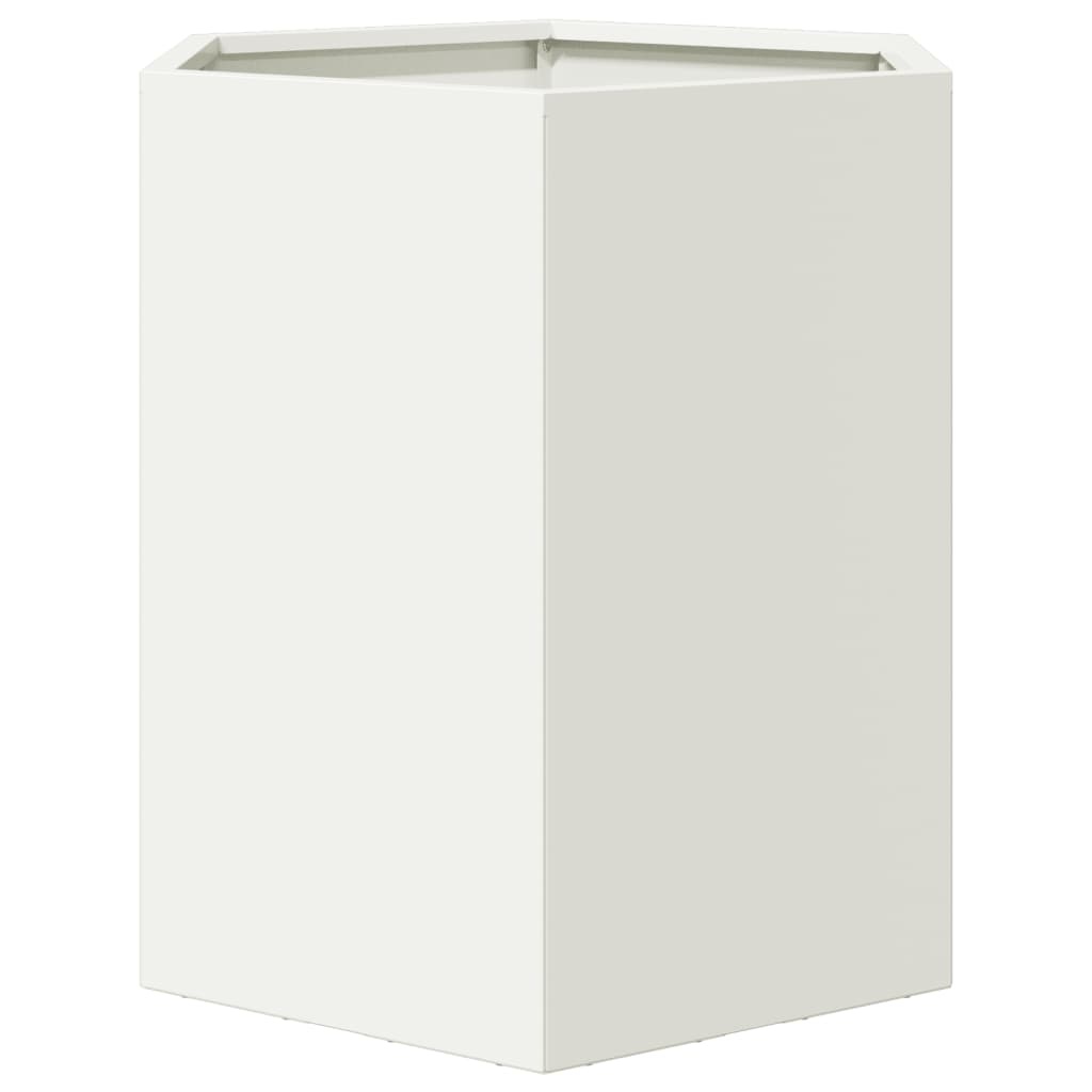 VidaXL Plantenbak zeshoek 46x40x45 cm staal wit