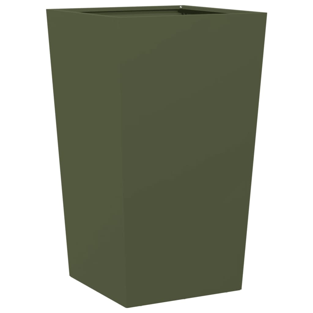 VidaXL Plantenbak 45x45x75 cm staal olijfgroen