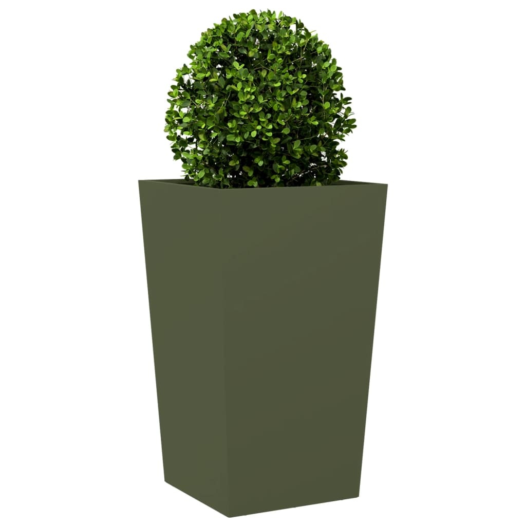 VidaXL Plantenbak 45x45x75 cm staal olijfgroen
