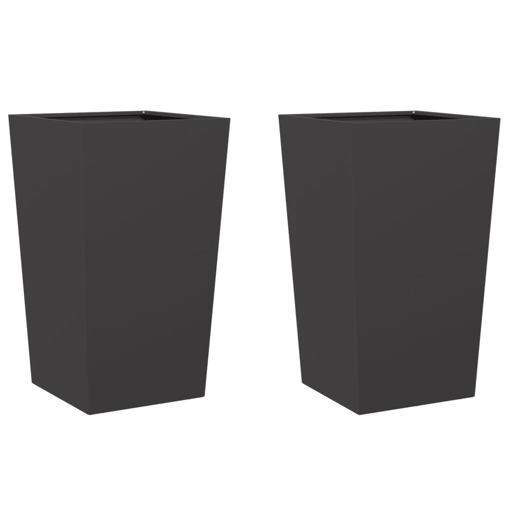 VidaXL Plantenbakken 2 st 45x45x75 cm staal zwart