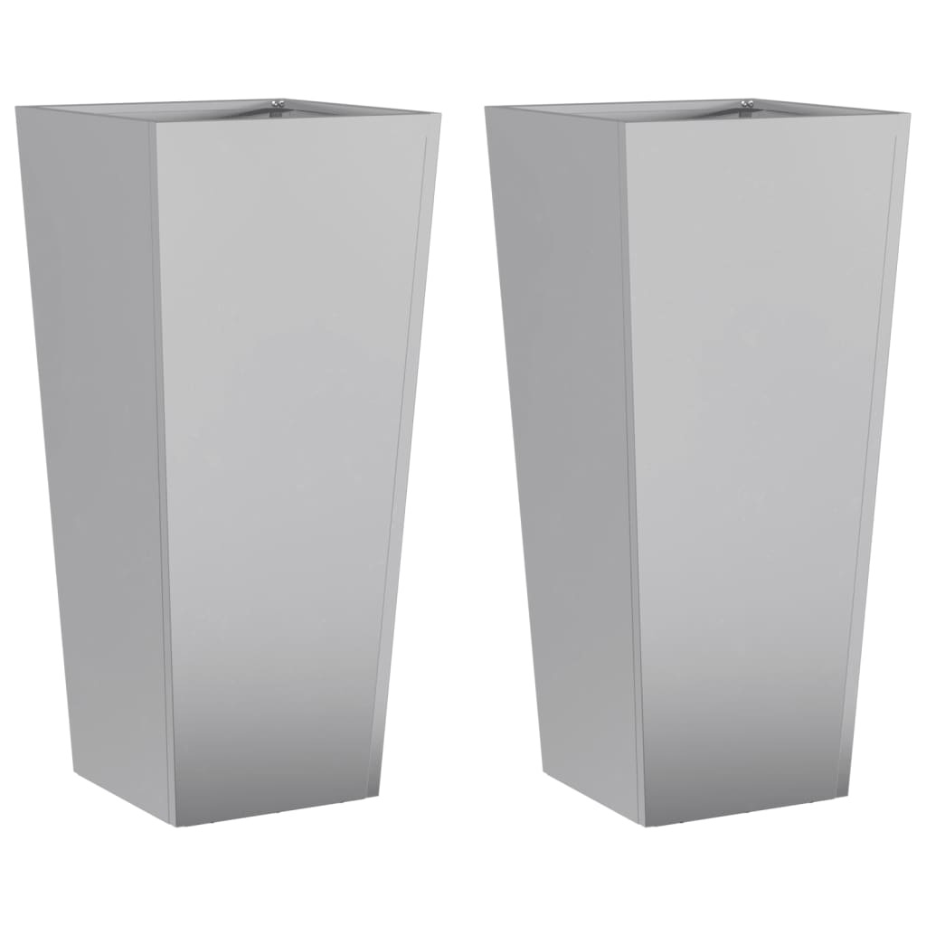 VidaXL Plantenbakken 2 st 35x35x75 cm gegalvaniseerd staal