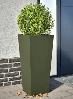 VidaXL Plantenbakken 2 st 35x35x75 cm staal olijfgroen