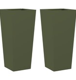 VidaXL Plantenbakken 2 st 35x35x75 cm staal olijfgroen