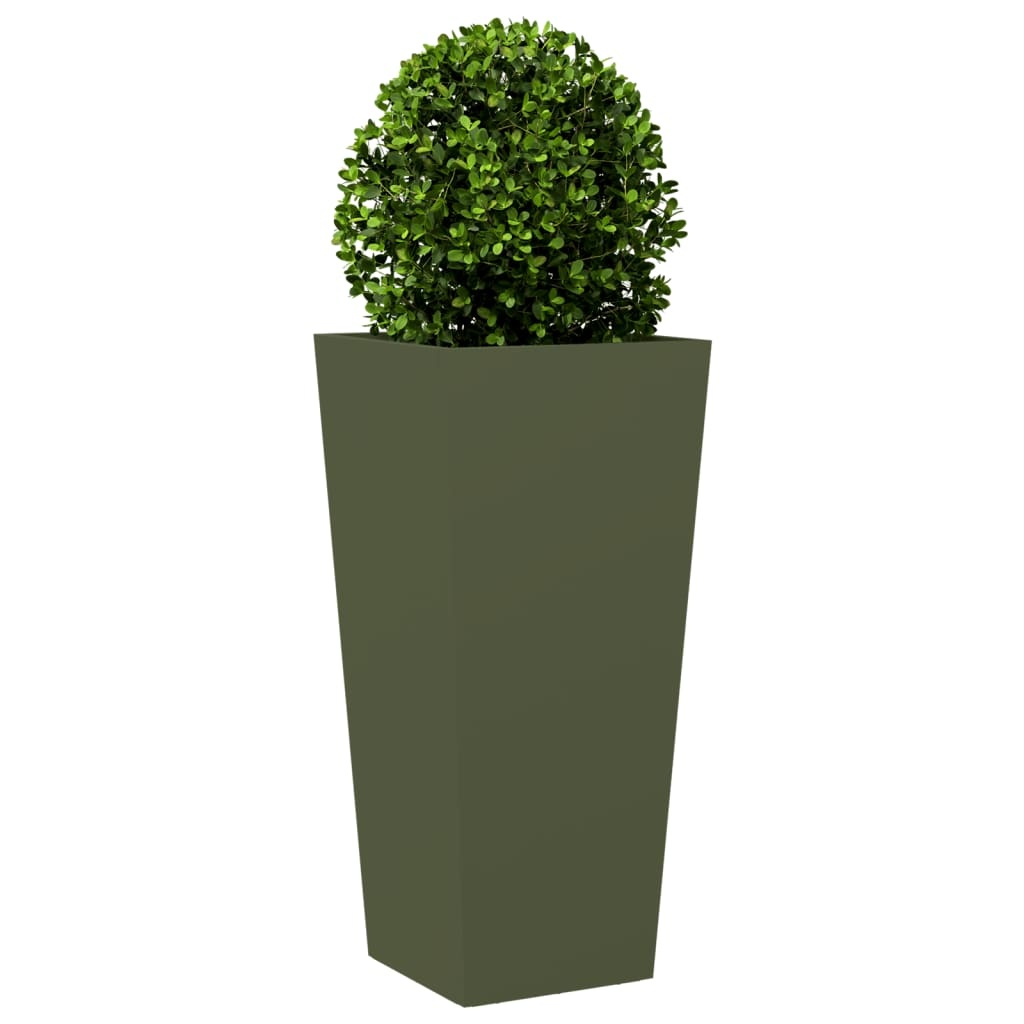 VidaXL Plantenbakken 2 st 35x35x75 cm staal olijfgroen