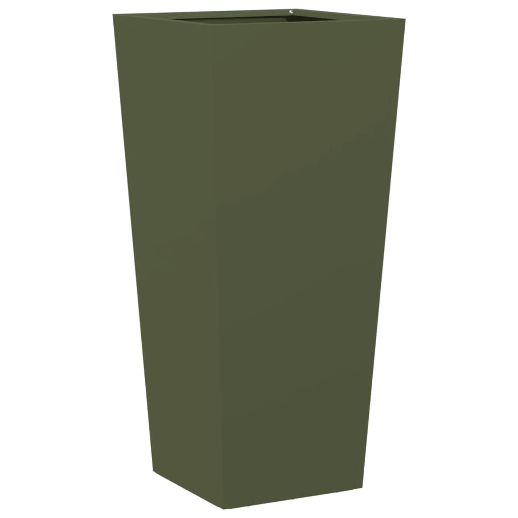 VidaXL Plantenbakken 2 st 35x35x75 cm staal olijfgroen