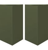 VidaXL Plantenbakken 2 st driehoek 50x43x75 cm staal olijfgroen