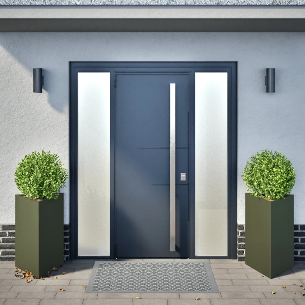 VidaXL Plantenbakken 2 st driehoek 50x43x75 cm staal olijfgroen