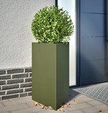 VidaXL Plantenbak driehoek 50x43x75 cm staal olijfgroen