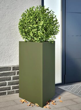VidaXL Plantenbak driehoek 50x43x75 cm staal olijfgroen