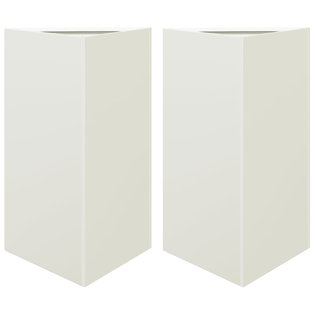 VidaXL Plantenbakken 2 st driehoek 50x43x75 cm staal wit
