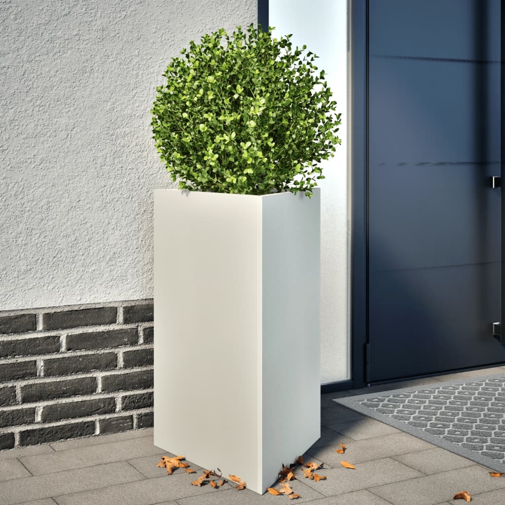 vidaXL Plantenbak driehoek 50x43x75 cm staal wit