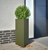 VidaXL Plantenbakken 2 st driehoek 40x34,5x70 cm staal olijfgroen